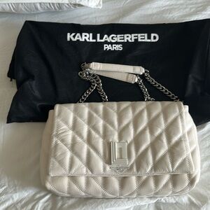 Karl Lagerfeld glazed leather handbag.